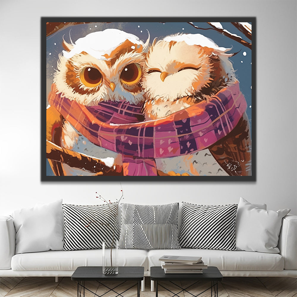 Hibou Couple Peinture par Numéros