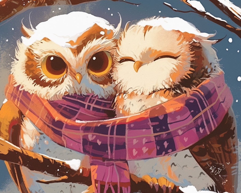 Hibou Couple Peinture par Numéros