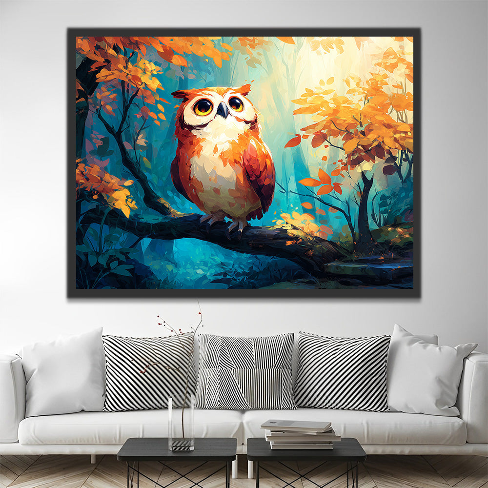 Hibou dans la Forêt Automnale Peinture par Numéros