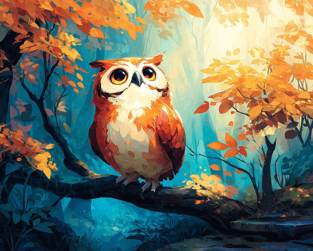 Hibou dans la Forêt Automnale Peinture par Numéros