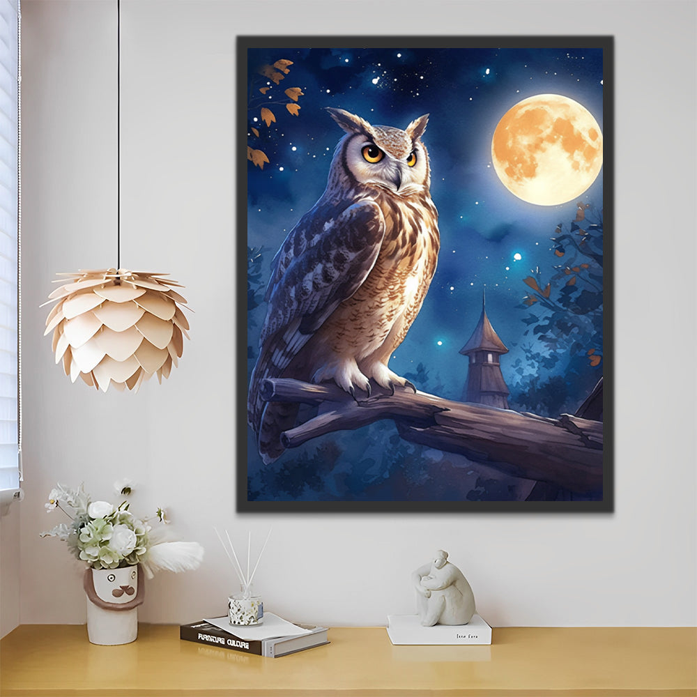 Hibou et Lune Peinture par Numéros