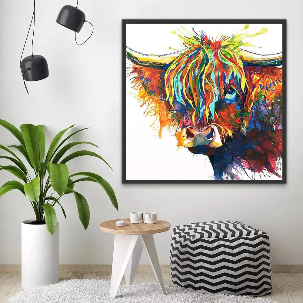 Highland Yak Coloré Peinture par Numéros