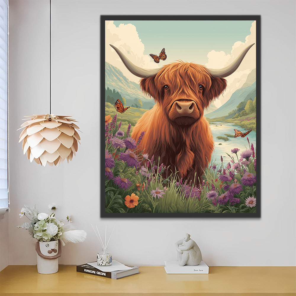 Highlands et Chrysanthèmes dans les Montagnes Sauvages Peinture par Numéros
