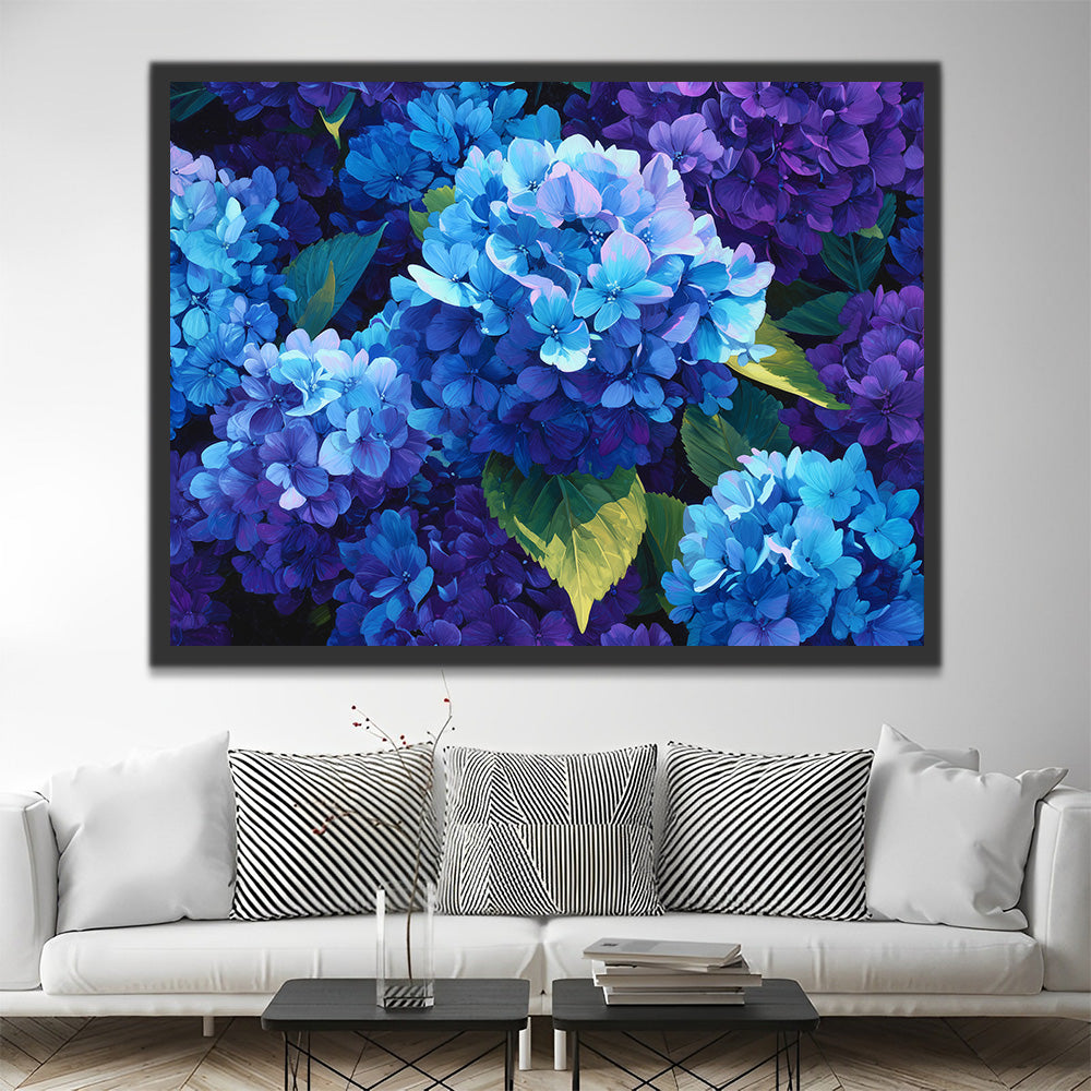 Hortensias Bleu-Violet Dodus Peinture par Numéros