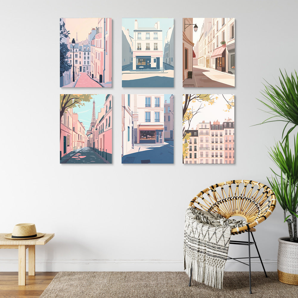 Immeubles de Grande Hauteur en Ville 6 Mini Peintures par Numéros