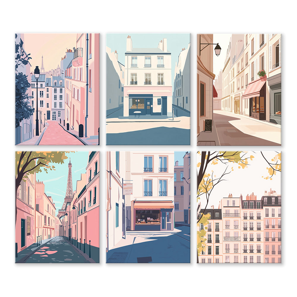 Immeubles de Grande Hauteur en Ville 6 Mini Peintures par Numéros