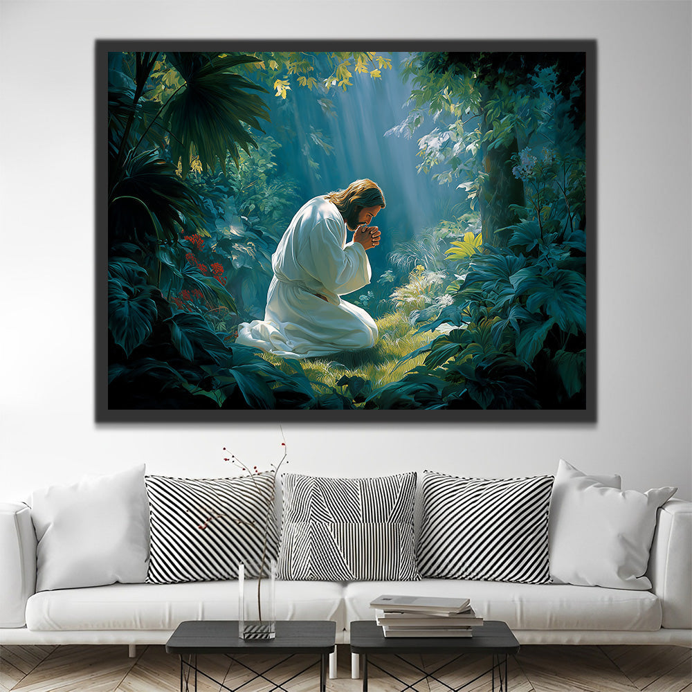 Jésus en Prière dans la Forêt Peinture par Numéros