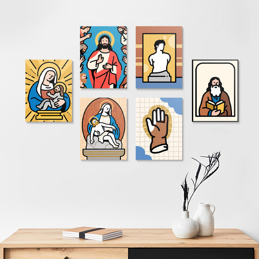 Jésus et la Vierge 6 Mini Peintures par Numéros