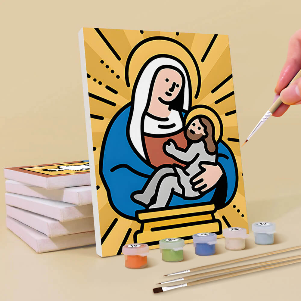 Jésus et la Vierge 6 Mini Peintures par Numéros