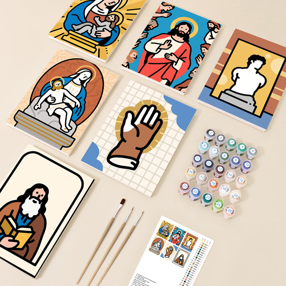 Jésus et la Vierge 6 Mini Peintures par Numéros