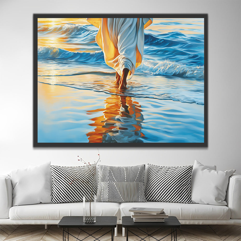 Jésus Marchant sur l'Eau Peinture par Numéros