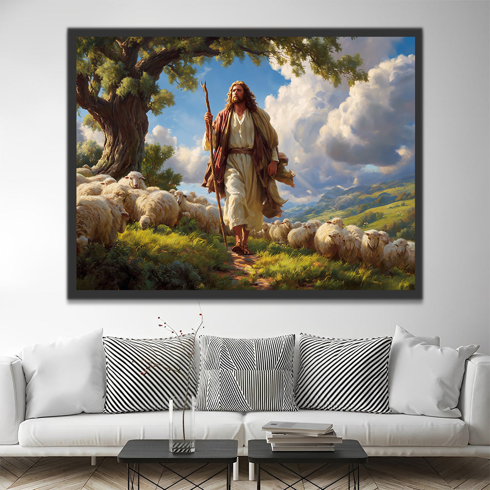Jésus parmi les Moutons Peinture par Numéros