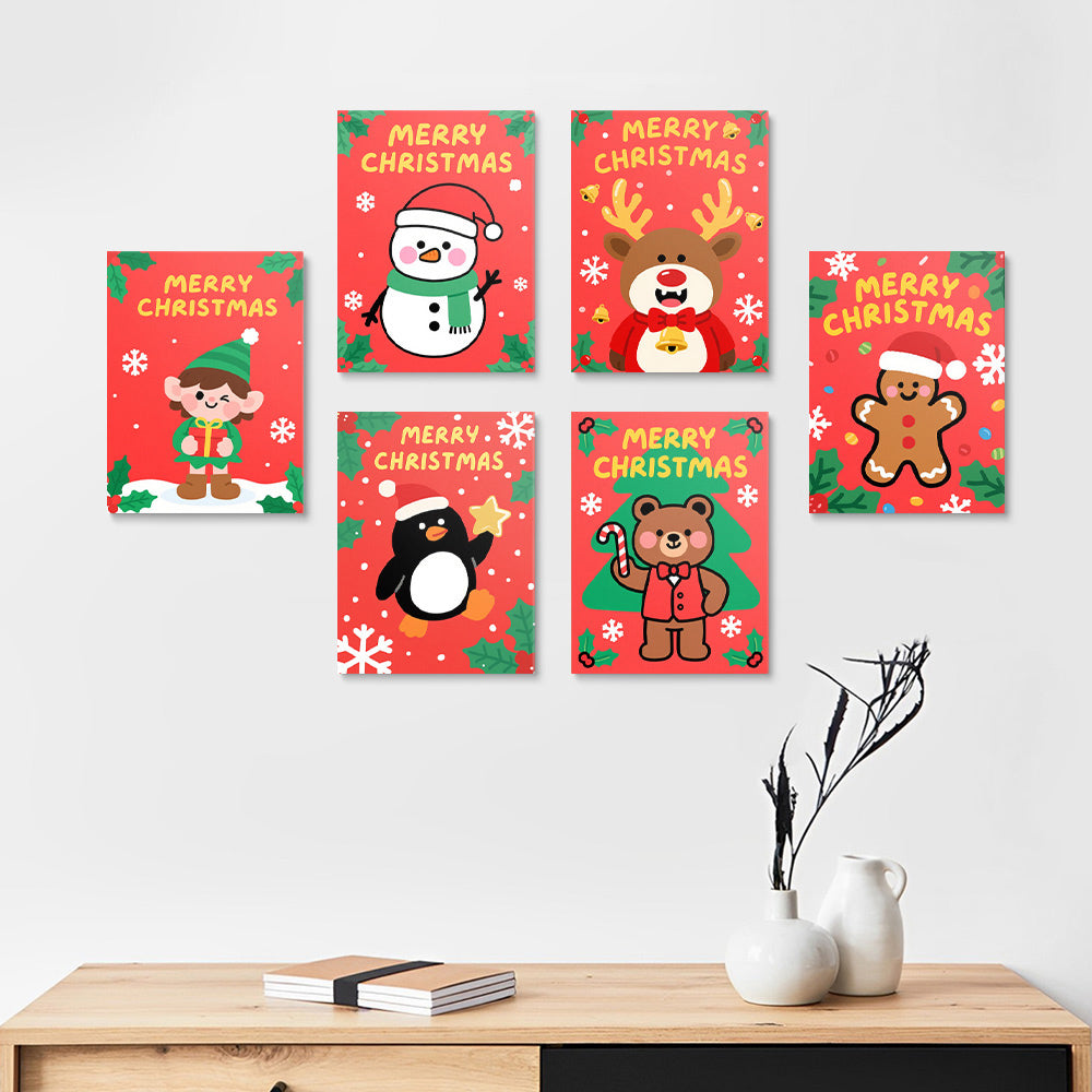 Joyeux Noël aux Animaux 6 Mini Peintures par Numéros