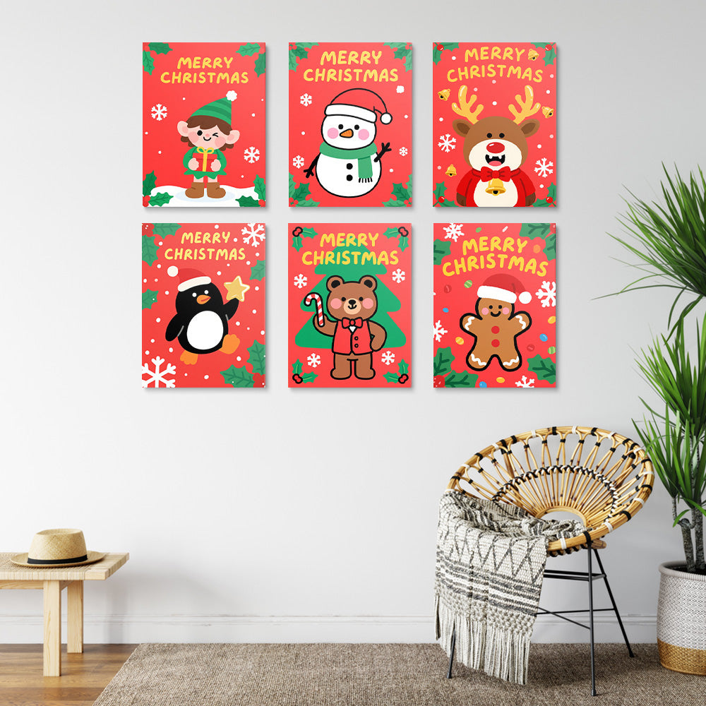 Joyeux Noël aux Animaux 6 Mini Peintures par Numéros