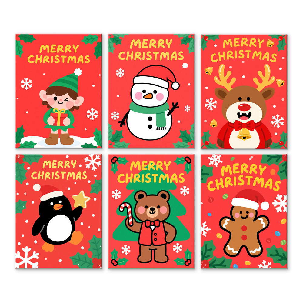 Joyeux Noël aux Animaux 6 Mini Peintures par Numéros