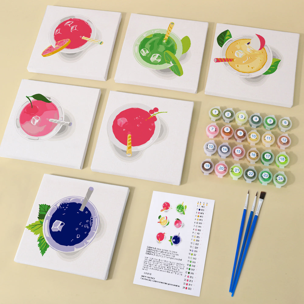 Jus de Fruit Glacé 6 Mini Peintures par Numéros