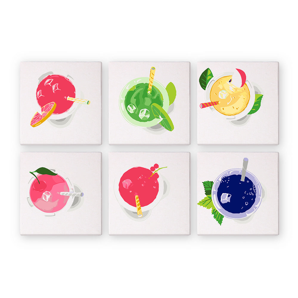 Jus de Fruit Glacé 6 Mini Peintures par Numéros