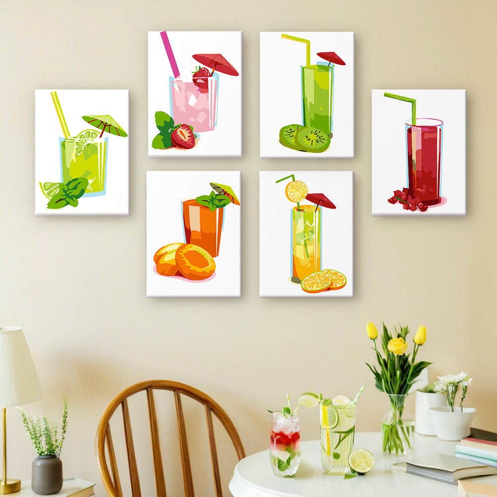 Jus de Fruits Fraîchement Pressés 6 Mini Peintures par Numéros