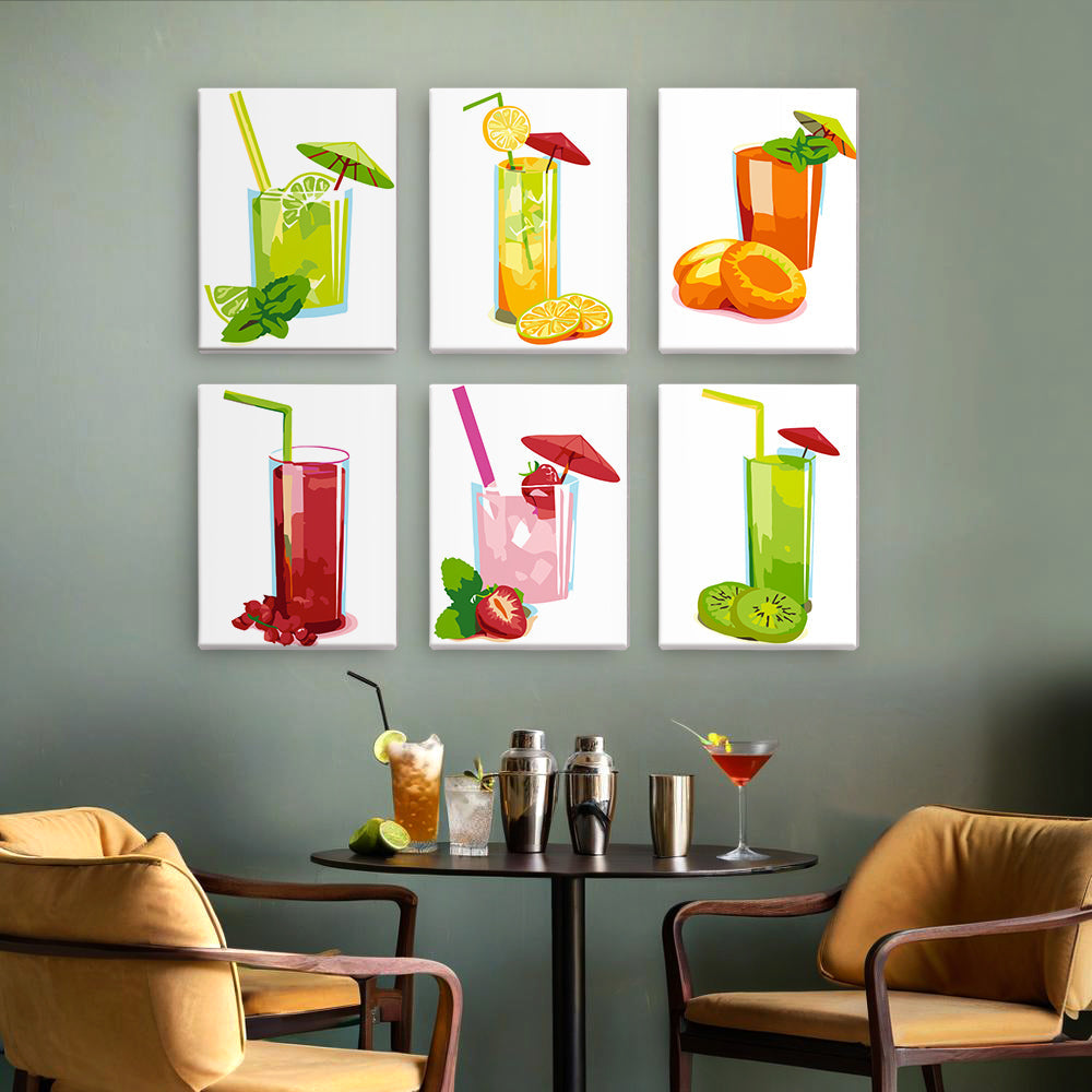 Jus de Fruits Fraîchement Pressés 6 Mini Peintures par Numéros