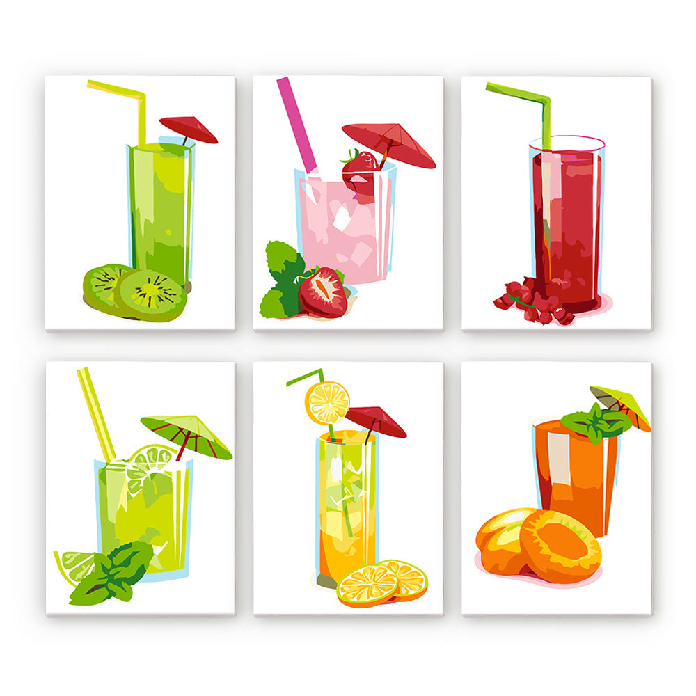 Jus de Fruits Fraîchement Pressés 6 Mini Peintures par Numéros