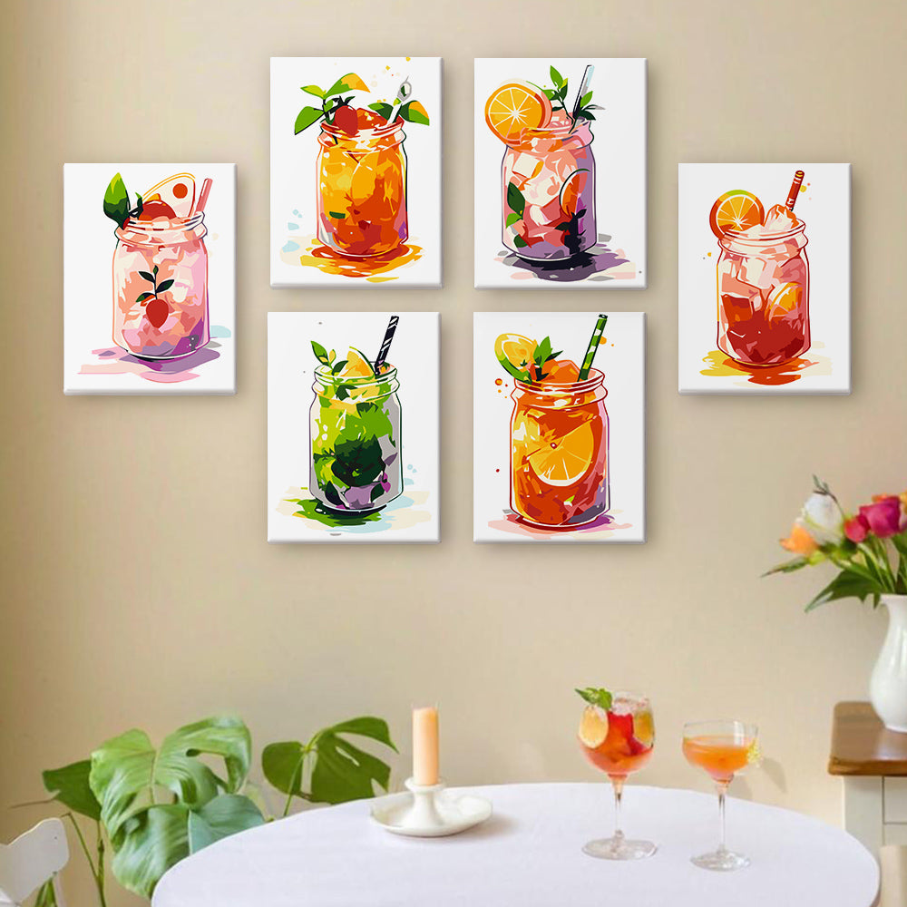 Jus en Bouteille Frais 6 Mini Peintures par Numéros