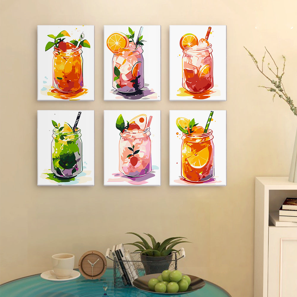 Jus en Bouteille Frais 6 Mini Peintures par Numéros