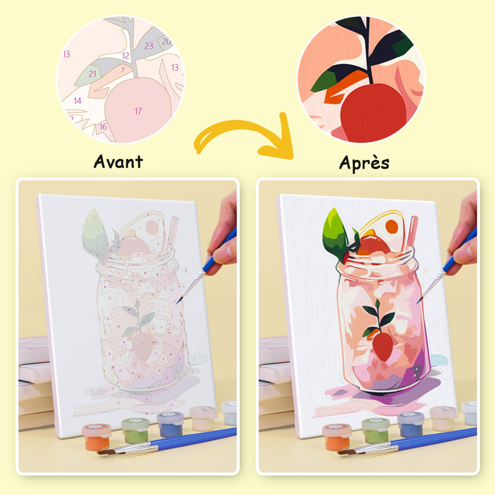 Jus en Bouteille Frais 6 Mini Peintures par Numéros