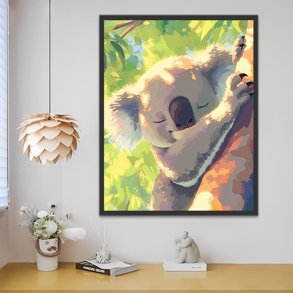 Koalas dormant sur un eucalyptus Peinture par Numéros