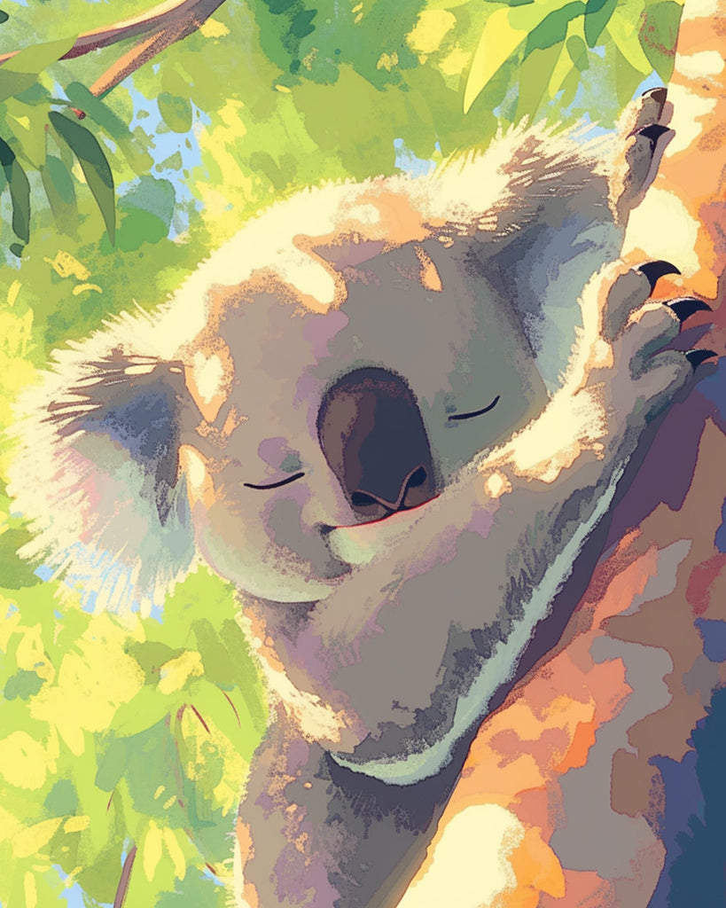 Koalas dormant sur un eucalyptus Peinture par Numéros