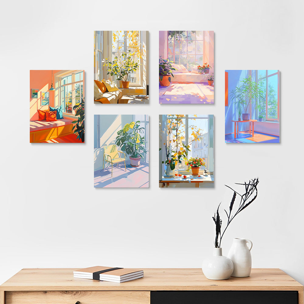 La Lumière du Soleil Remplie la Chambre 6 Mini Peintures par Numéros