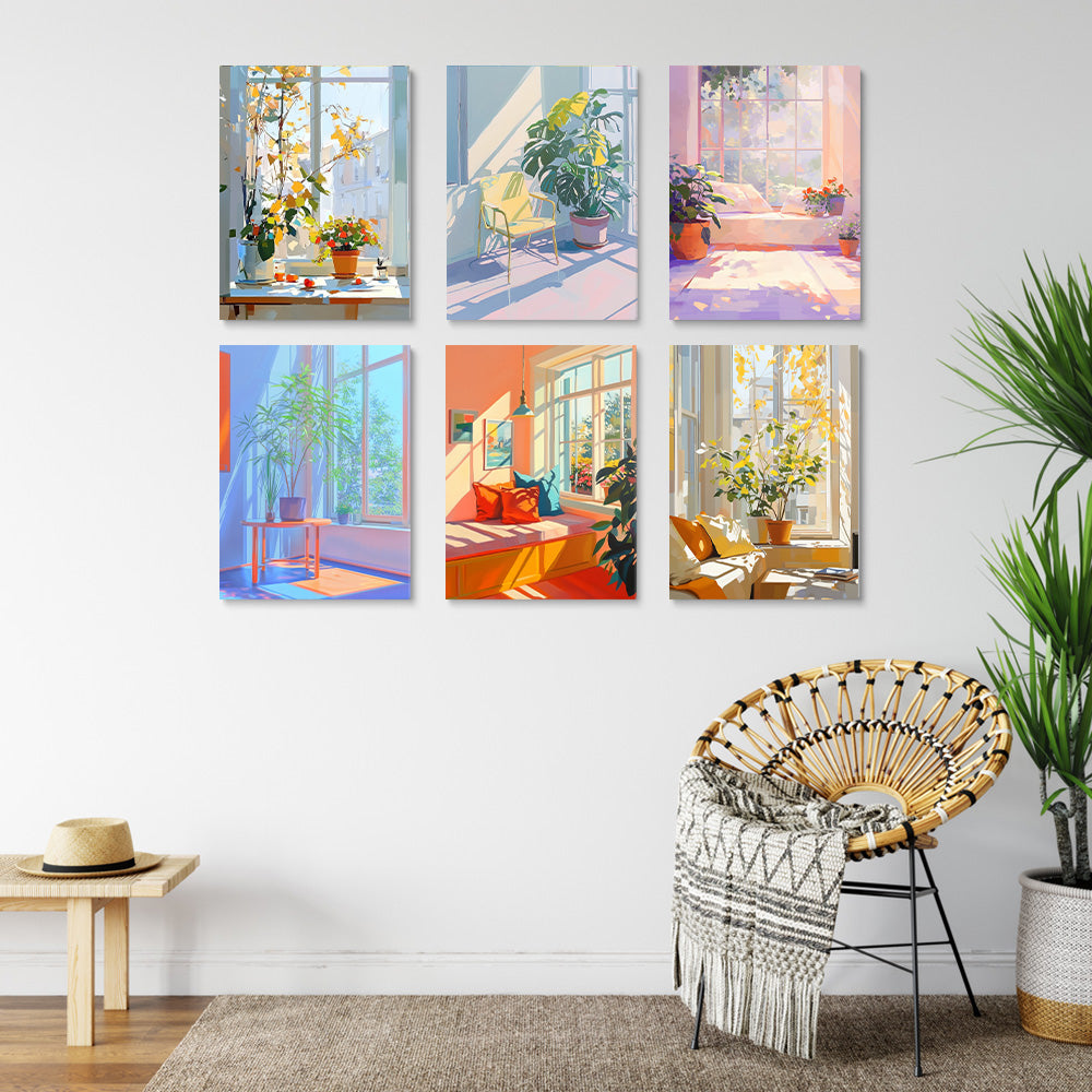 La Lumière du Soleil Remplie la Chambre 6 Mini Peintures par Numéros