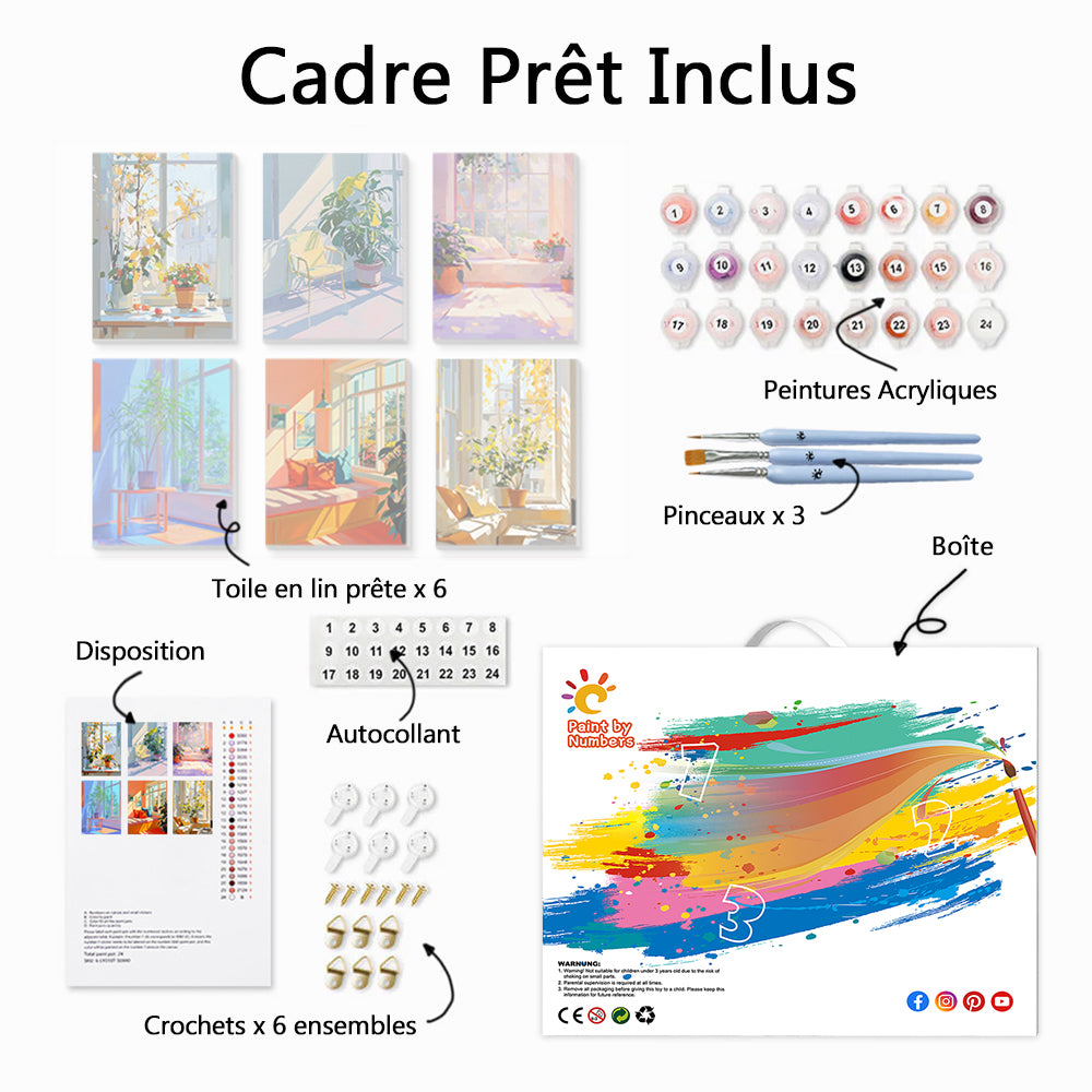 La Lumière du Soleil Remplie la Chambre 6 Mini Peintures par Numéros