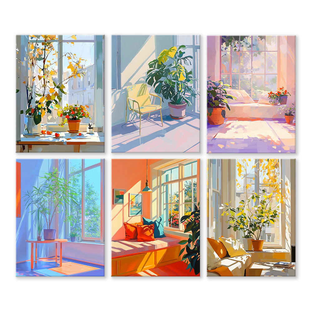 La Lumière du Soleil Remplie la Chambre 6 Mini Peintures par Numéros