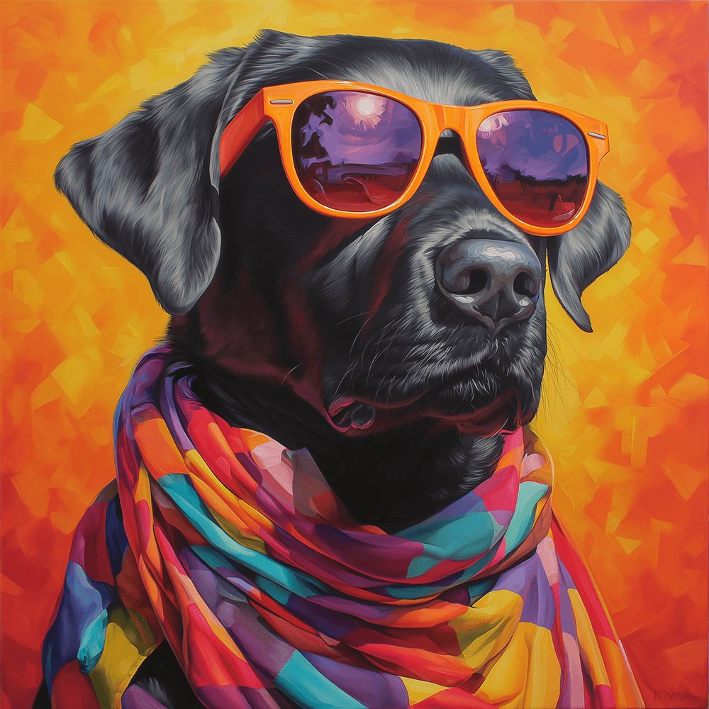 Labrador Portant une Écharpe Colorée Peinture par Numéros