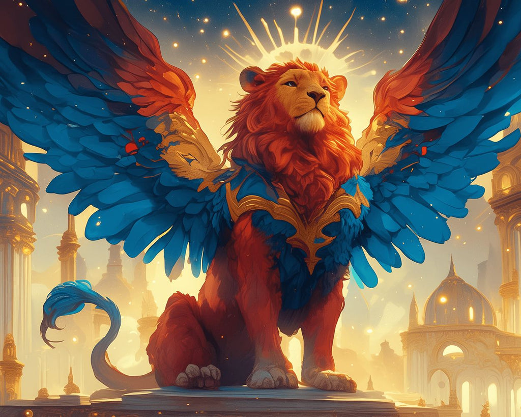 Le Roi Lion Ailé qui Dirige la Ville Peinture par Numéros