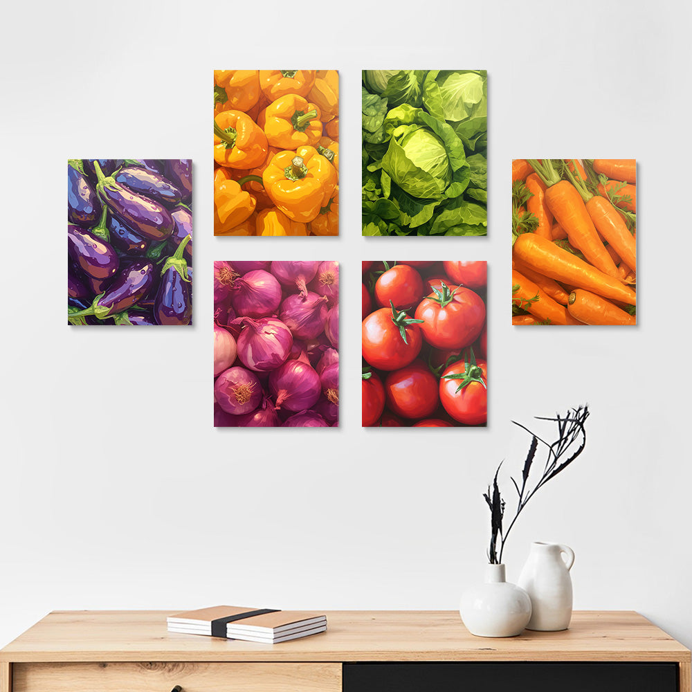 Légumes Frais Variés 6 Mini Peintures par Numéros