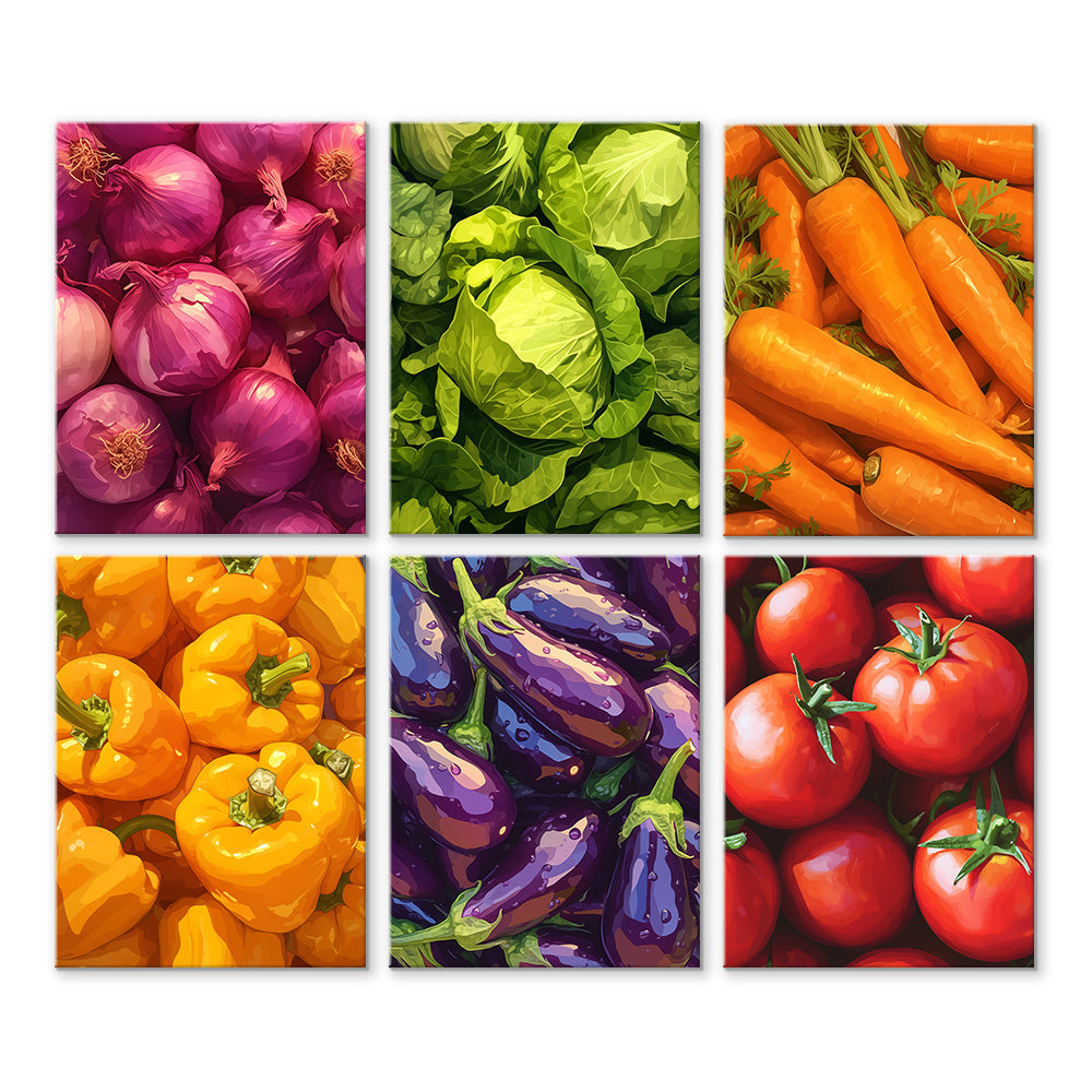 Légumes Frais Variés 6 Mini Peintures par Numéros