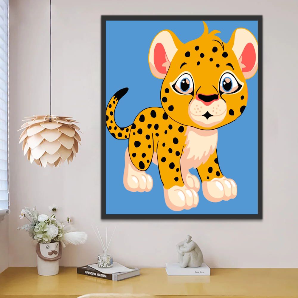 Léopard Cartoon Enfants Peinture par Numéros
