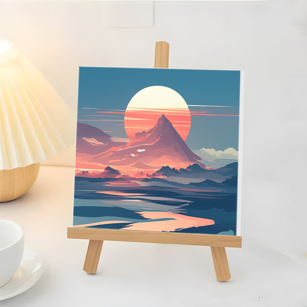 Lever de Soleil À la Colline Mini Peinture par Numéros