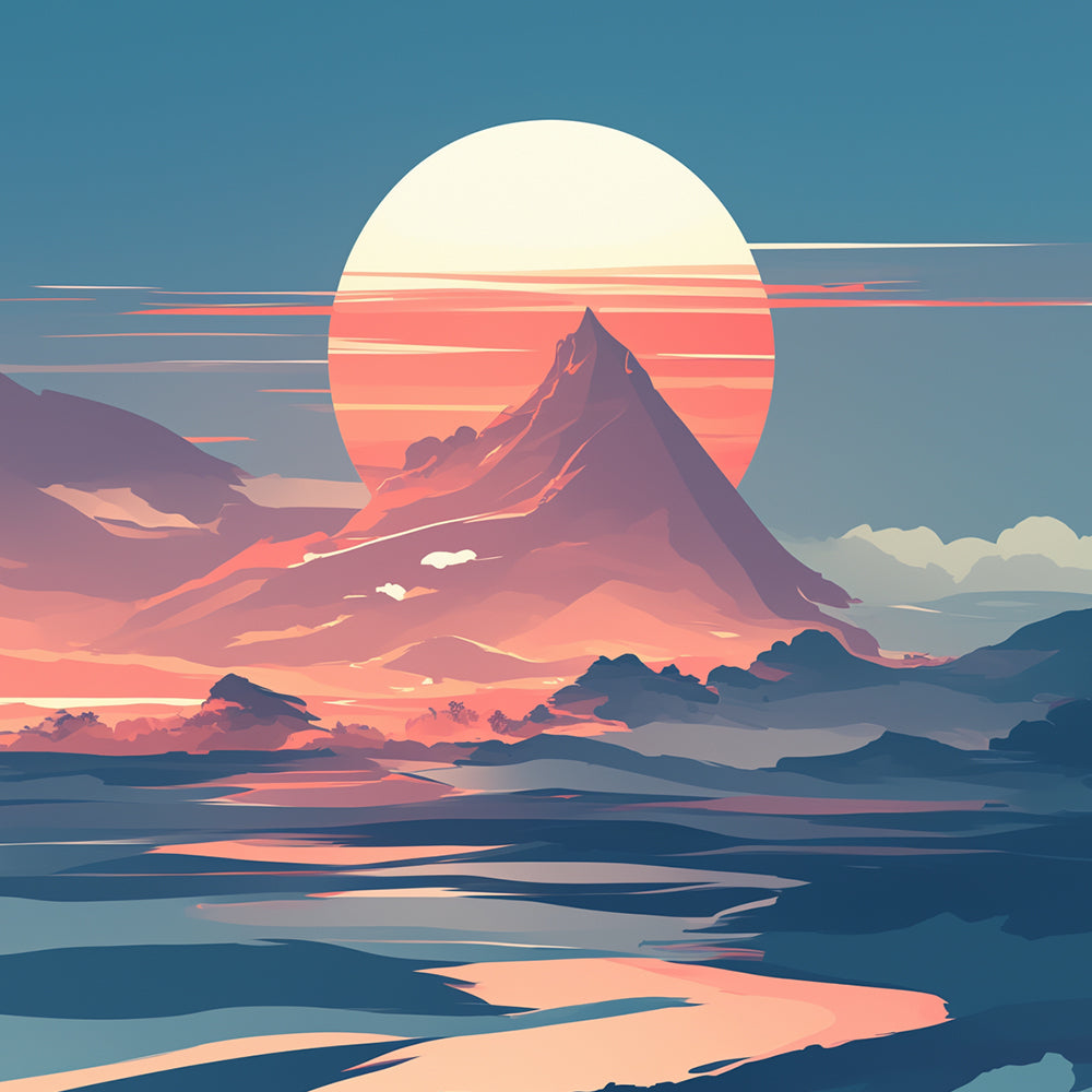 Lever de Soleil À la Colline Mini Peinture par Numéros
