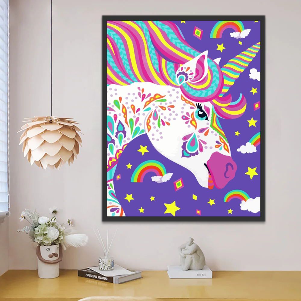Licorne Fleurie Enfants Peinture par Numéros