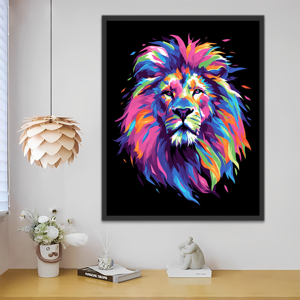Lion Multicolore Peinture par Numéros