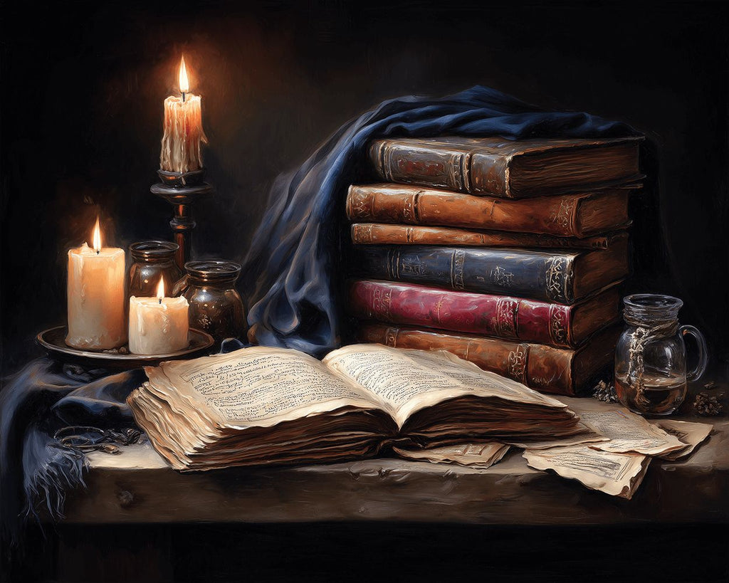 Livres Classiques à la Lueur des Bougies Peinture par Numéros