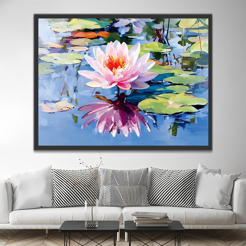 Lotus dans l'Étang Peinture par Numéros