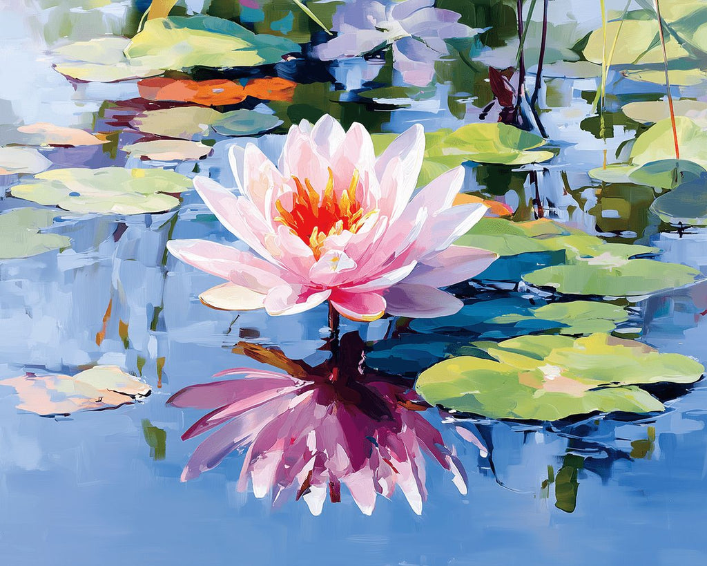 Lotus dans l'Étang Peinture par Numéros