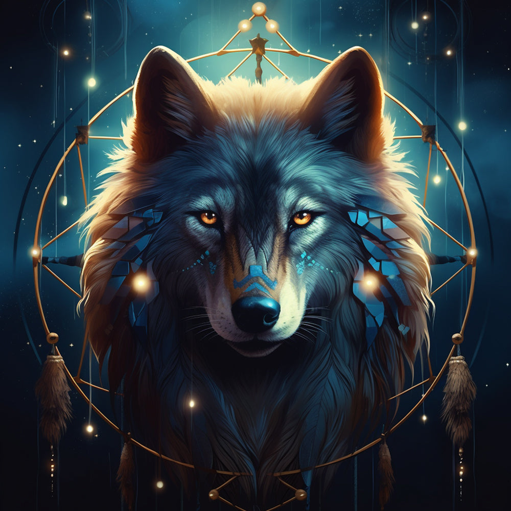 Loup attrape-rêves Peinture par Numéros