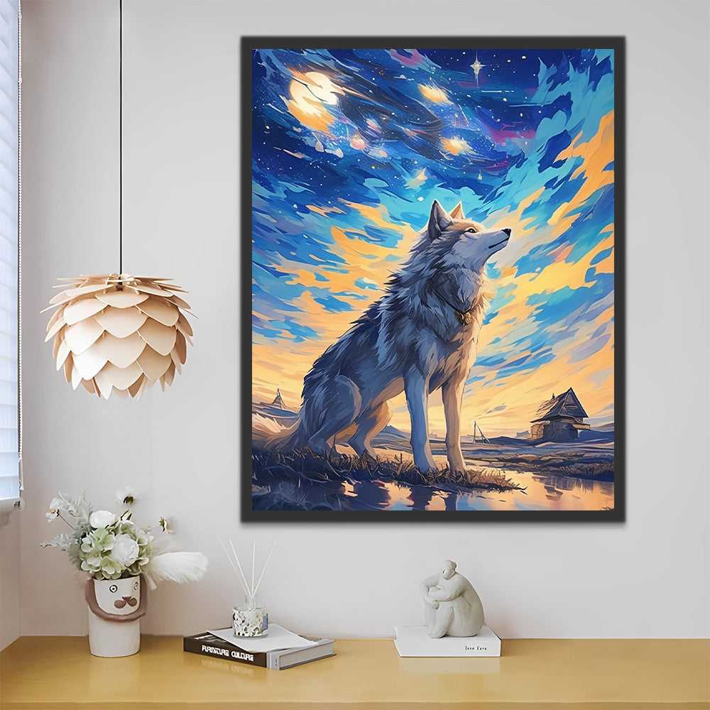 Loup étoilé Peinture par Numéros