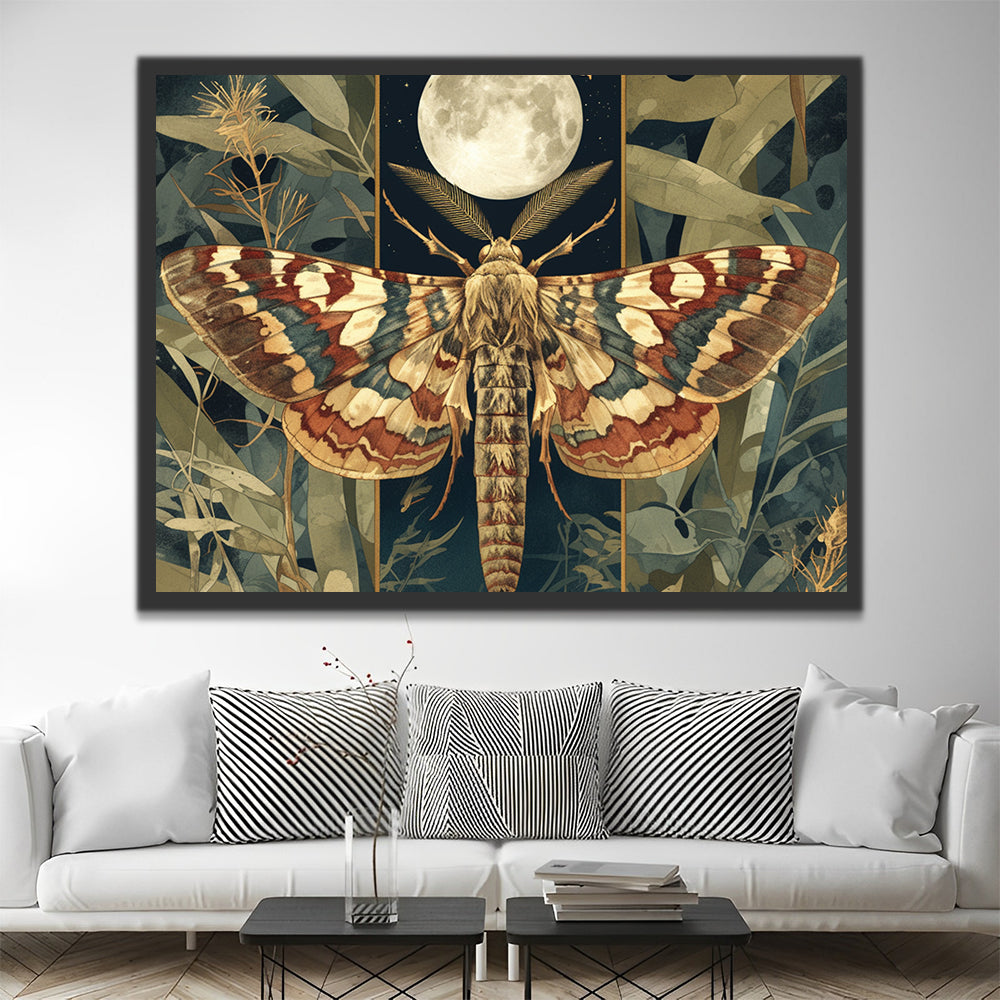 Lune et papillons de nuit Peinture par Numéros