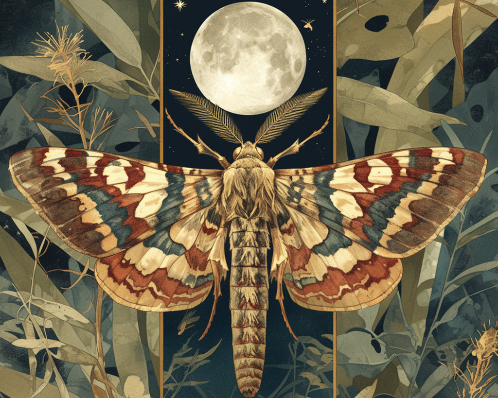 Lune et papillons de nuit Peinture par Numéros