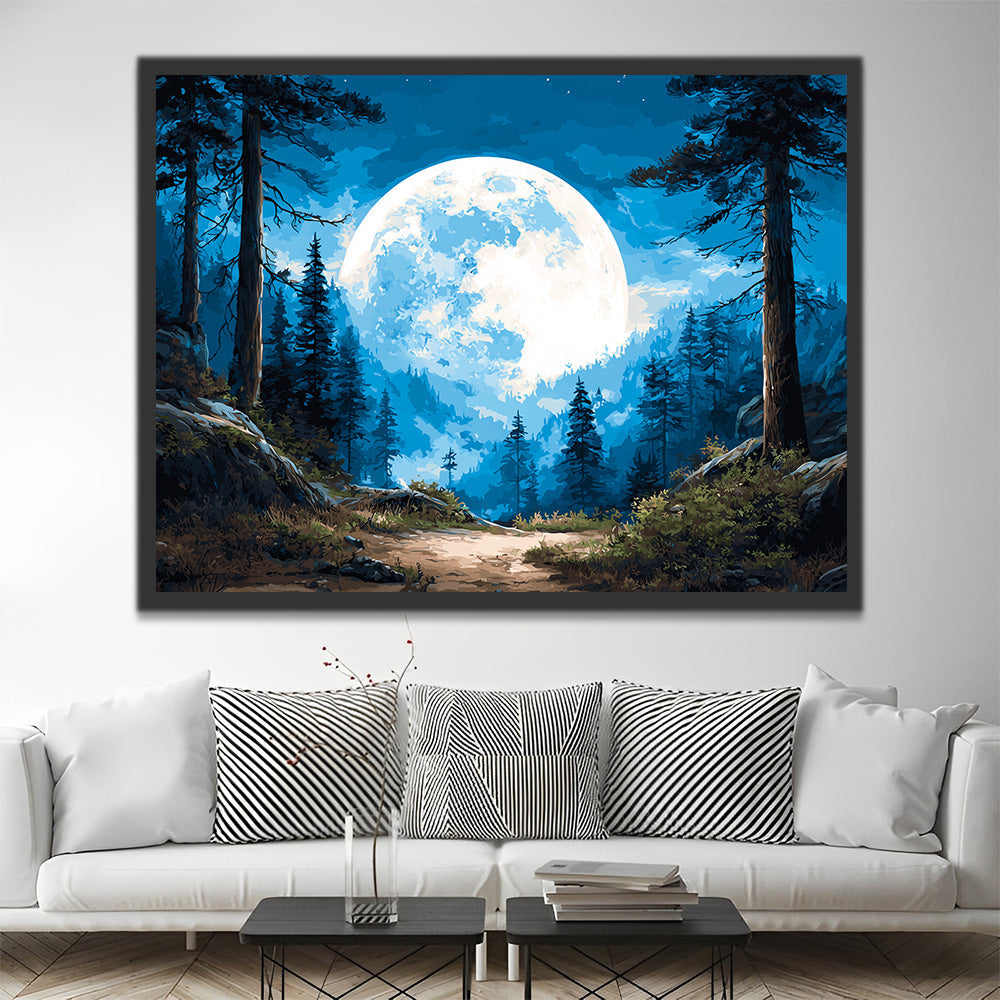 Lune Géante dans la Forêt Peinture par Numéros